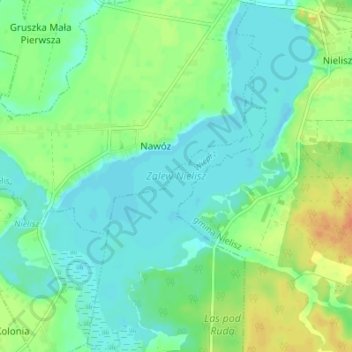 Zalew Nielisz topographic map, elevation, terrain