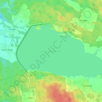 Jezioro Turawskie topographic map, elevation, terrain