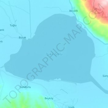 Işıklı Gölü topographic map, elevation, terrain