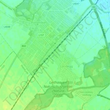 Leitha Werkskanal topographic map, elevation, terrain