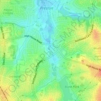 Prestonwood Soccer Complex topographic map, elevation, terrain