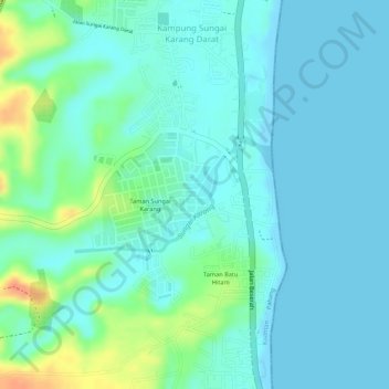 Sungai Karang topographic map, elevation, terrain