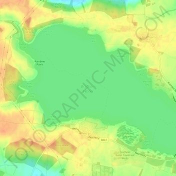 Grafham Water topographic map, elevation, terrain