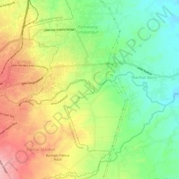 Sungai Bah Bolon topographic map, elevation, terrain