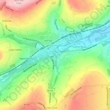 Bradley Brook topographic map, elevation, terrain
