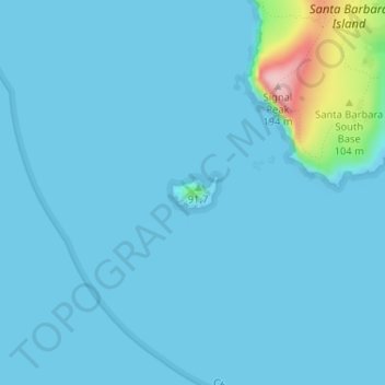 Sutil Island topographic map, elevation, terrain