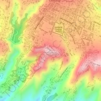 Bosscha Observatory topographic map, elevation, terrain