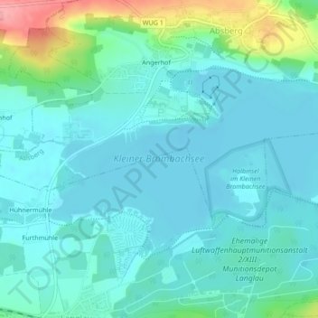 Kleiner Brombachsee topographic map, elevation, terrain