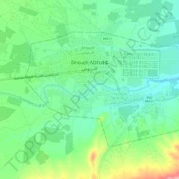 Driouch topographic map, elevation, terrain