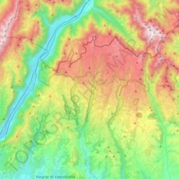 Monti Lessini topographic map, elevation, terrain