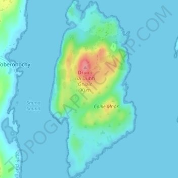 Shuna topographic map, elevation, terrain