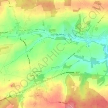 Le Flavion Topographic Map, Elevation, Terrain