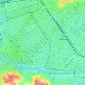 Piazza D'Azeglio topographic map, elevation, terrain