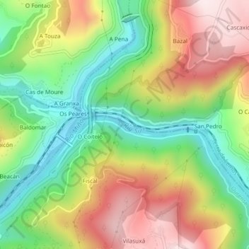 Sil topographic map, elevation, terrain