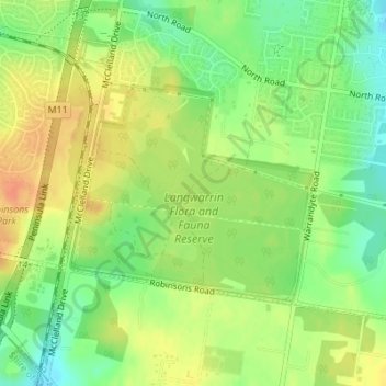 Langwarrin Flora and Fauna Reserve topographic map, elevation, terrain