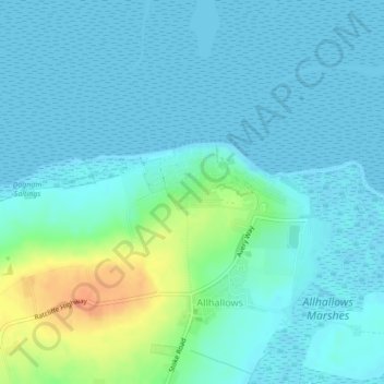 Hillside topographic map, elevation, terrain