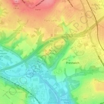Philips Park topographic map, elevation, terrain