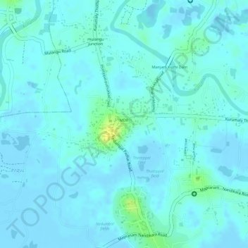 village office thottippal topographic map, elevation, terrain