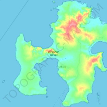 Bickerton Island topographic map, elevation, terrain