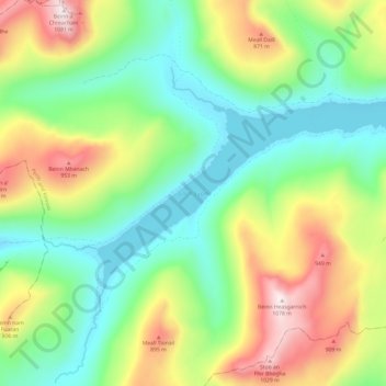 Loch Lyon topographic map, elevation, terrain