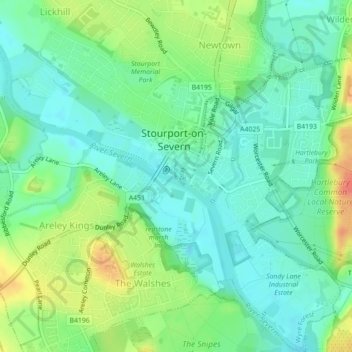 Stourport Historic Canal Basins topographic map, elevation, terrain