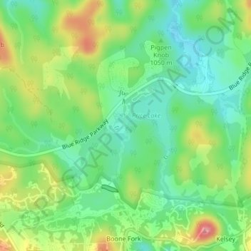 Boone Fork topographic map, elevation, terrain