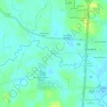 Sungai Laka topographic map, elevation, terrain