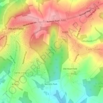 Heathfield Park topographic map, elevation, terrain