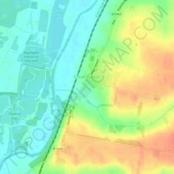 Great Paxton topographic map, elevation, terrain