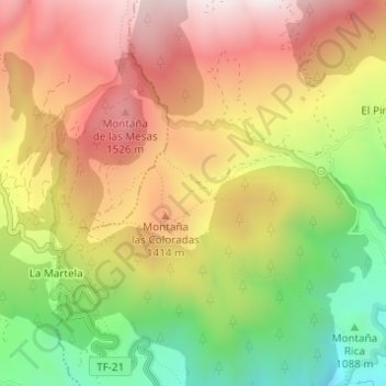 Las Coloradas topographic map, elevation, terrain