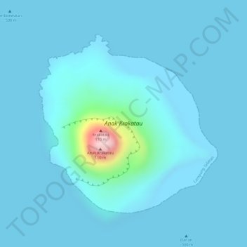 Anak Krakatau topographic map, elevation, terrain