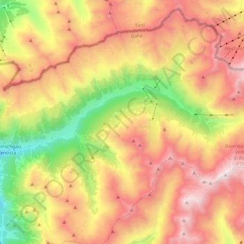 Langtauferer Tal - Vallelunga topographic map, elevation, terrain