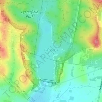 Lysterfield Lake topographic map, elevation, terrain