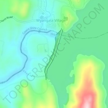 Wyangala Dam topographic map, elevation, terrain