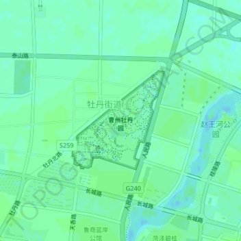 曹州牡丹园 topographic map, elevation, terrain