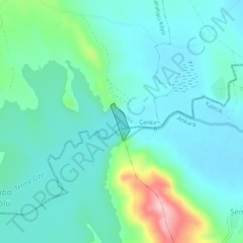 Koyunbaba Dam topographic map, elevation, terrain