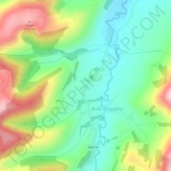 Llan topographic map, elevation, terrain