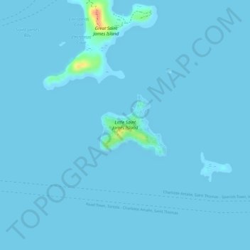 Little Saint James Island topographic map, elevation, terrain