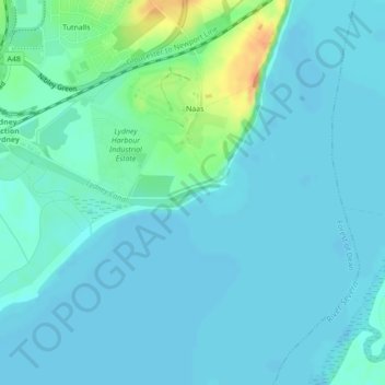 Lydney Harbour topographic map, elevation, terrain