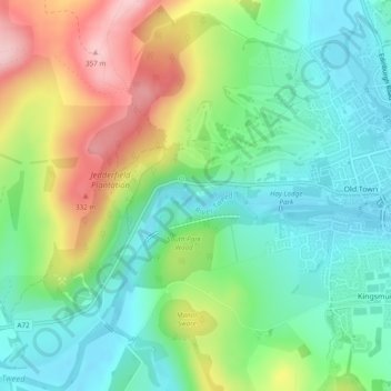 Neidpath Castle topographic map, elevation, terrain