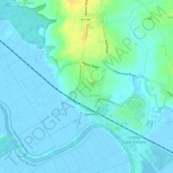 Cantley topographic map, elevation, terrain