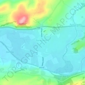 Pontargothi topographic map, elevation, terrain