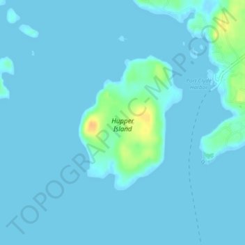 Hupper Island topographic map, elevation, terrain