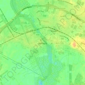 Athlone Castle topographic map, elevation, terrain