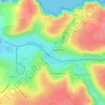 Red River topographic map, elevation, terrain