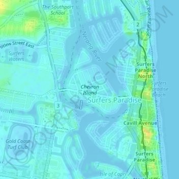 Chevron Island topographic map, elevation, terrain