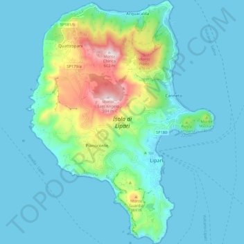 Isola di Lipari topographic map, elevation, terrain