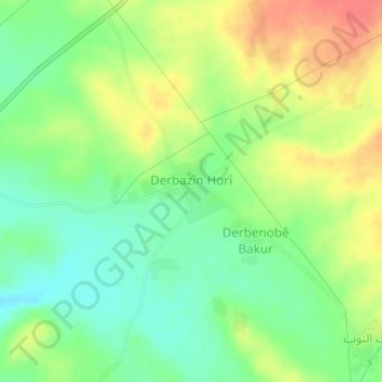 Derbazîn Horî topographic map, elevation, terrain