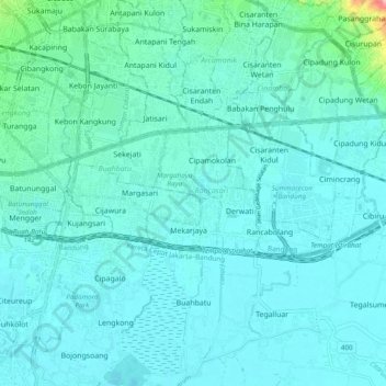 Sungai Cidurian (Babakan Surabaya) topographic map, elevation, terrain