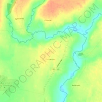 Глебово topographic map, elevation, terrain